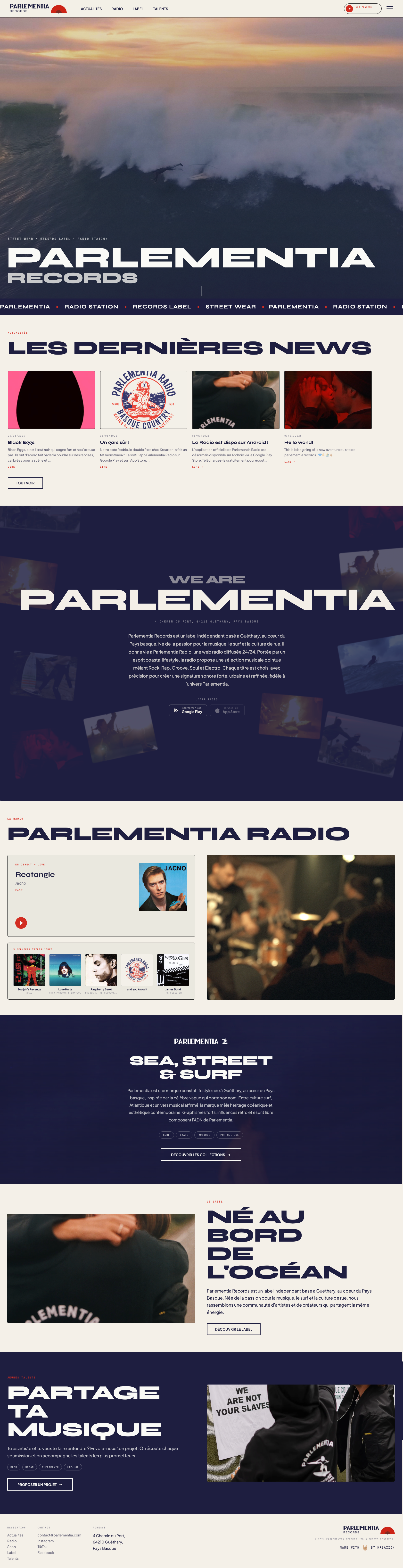 Capture d'écran — Parlementia Records